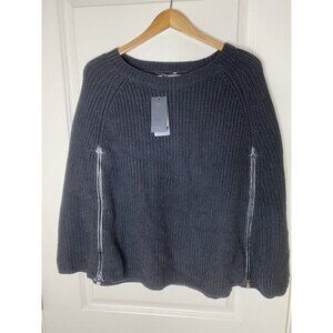 NWT Guess Womens Size XS / S Zip Up Cape Sweater Black Wool‎ Blend Flaw